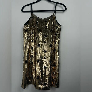 Willow Jane Sequins Gold/Black star mini Dress size Small